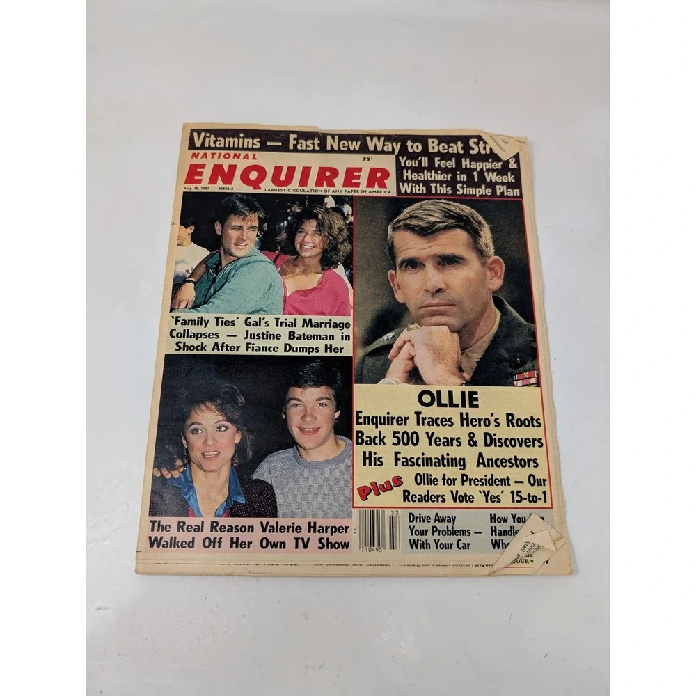 National Enquirer Magazine‎ 1987 Oliver North Valerie Harper Justine Bateman 80s